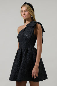 Mandy Jacquard Ivine Bow Mini Dress