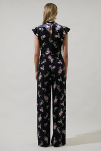 Erica Floral Arabella Mock Neck Wide Leg Jumpsuit