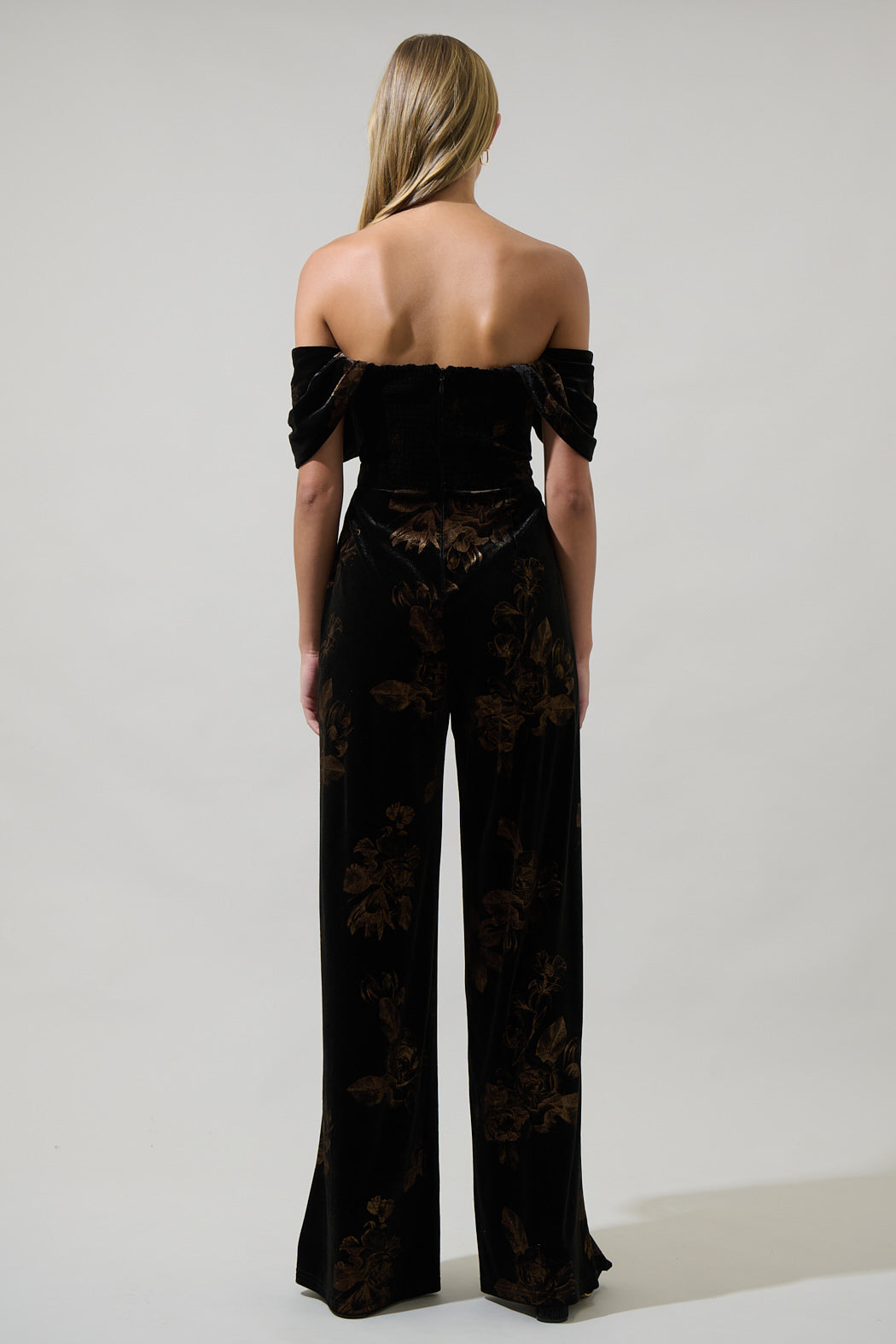 Ace Floral Love Velvet Off the Shoulder Jumpsuit – Sugarlips