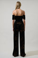 Ace Floral Love Velvet Off the Shoulder Jumpsuit