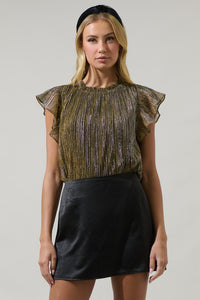 Senoviah Shiny Veda Cap Sleeve Top