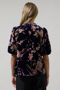 Zuzanna Floral Gretna Velvet Ruffle Blouse