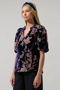 Zuzanna Floral Gretna Velvet Ruffle Blouse