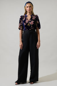 Zuzanna Floral Gretna Velvet Ruffle Blouse