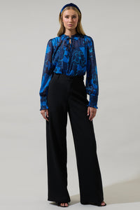 Bluford Floral Verona Split Neck Blouse