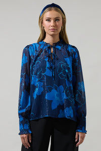 Bluford Floral Verona Split Neck Blouse