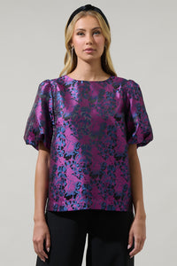 Farrah Jacquard Floral Joi Bubble Top