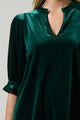 Odalys Velvet Split Neck Half Sleeve Top