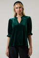 Odalys Velvet Split Neck Half Sleeve Top