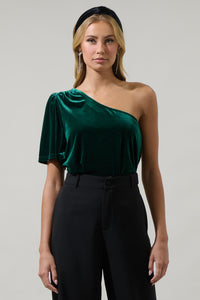 Oliana Velvet One Shoulder Top