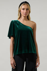 Oliana Velvet One Shoulder Top