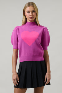 Russel Heart Puff Sleeve Sweater