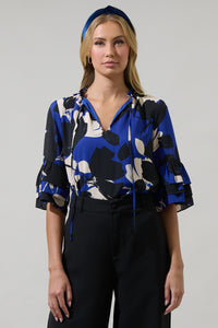 Anthem Floral Break Room Split Neck Ruffle Blouse