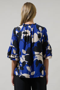 Anthem Floral Break Room Split Neck Ruffle Blouse