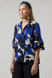 Anthem Floral Break Room Split Neck Ruffle Blouse