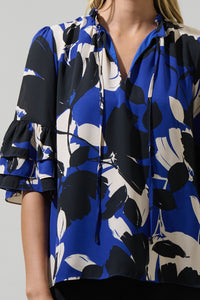 Anthem Floral Break Room Split Neck Ruffle Blouse