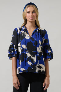 Anthem Floral Break Room Split Neck Ruffle Blouse