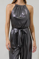 Midnight Strikes Metallic Lighthearted Trapeze Jumpsuit