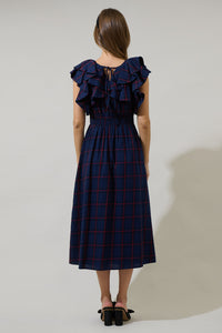 Holbrook Plaid Santana Tie Back Midi Dress