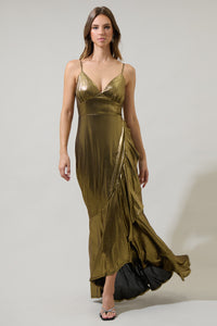 Andorra Metallic Doris Ruffle Maxi Dress