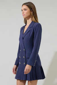 Celaya Striped Pleated Blazer Mini Dress