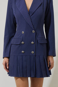 Celaya Striped Pleated Blazer Mini Dress