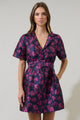 Lorna Jacquard Floral De Soto Collared Mini Dress