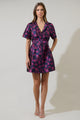 Lorna Jacquard Floral De Soto Collared Mini Dress