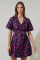 Lorna Jacquard Floral De Soto Collared Mini Dress