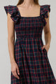 Chapman Plaid Girona Smocked Ruffle Midi Dress