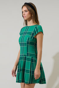 Woodland Jade Mali Pleated Mini Dress