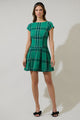 Woodland Jade Mali Pleated Mini Dress