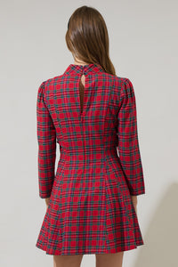 Arvada Plaid Padma Bow Mini Dress