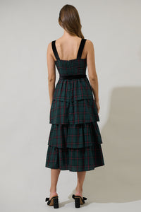 Brook Plaid Mari Tiered Midi Dress