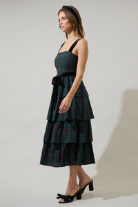 Brook Plaid Mari Tiered Midi Dress