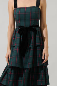 Brook Plaid Mari Tiered Midi Dress