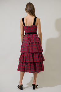 Arvada Plaid Mari Tiered Midi Dress