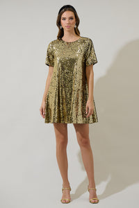 Ginevra Sequin Trapeze Mini Dress