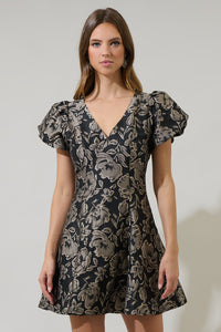 Lyla Jacquard Floral Lara Flare Mini Dress