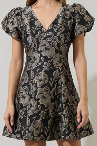 Lyla Jacquard Floral Lara Flare Mini Dress