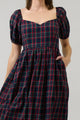 Arvada Plaid Alessi Puff Sleeve Midi Dress