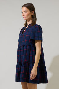 Holbrook Plaid Amelia Tiered Babydoll Short Sleeve Dress