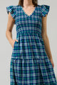 Buckley Plaid Sunfire Smocked Bodice Tiered Midi Dress