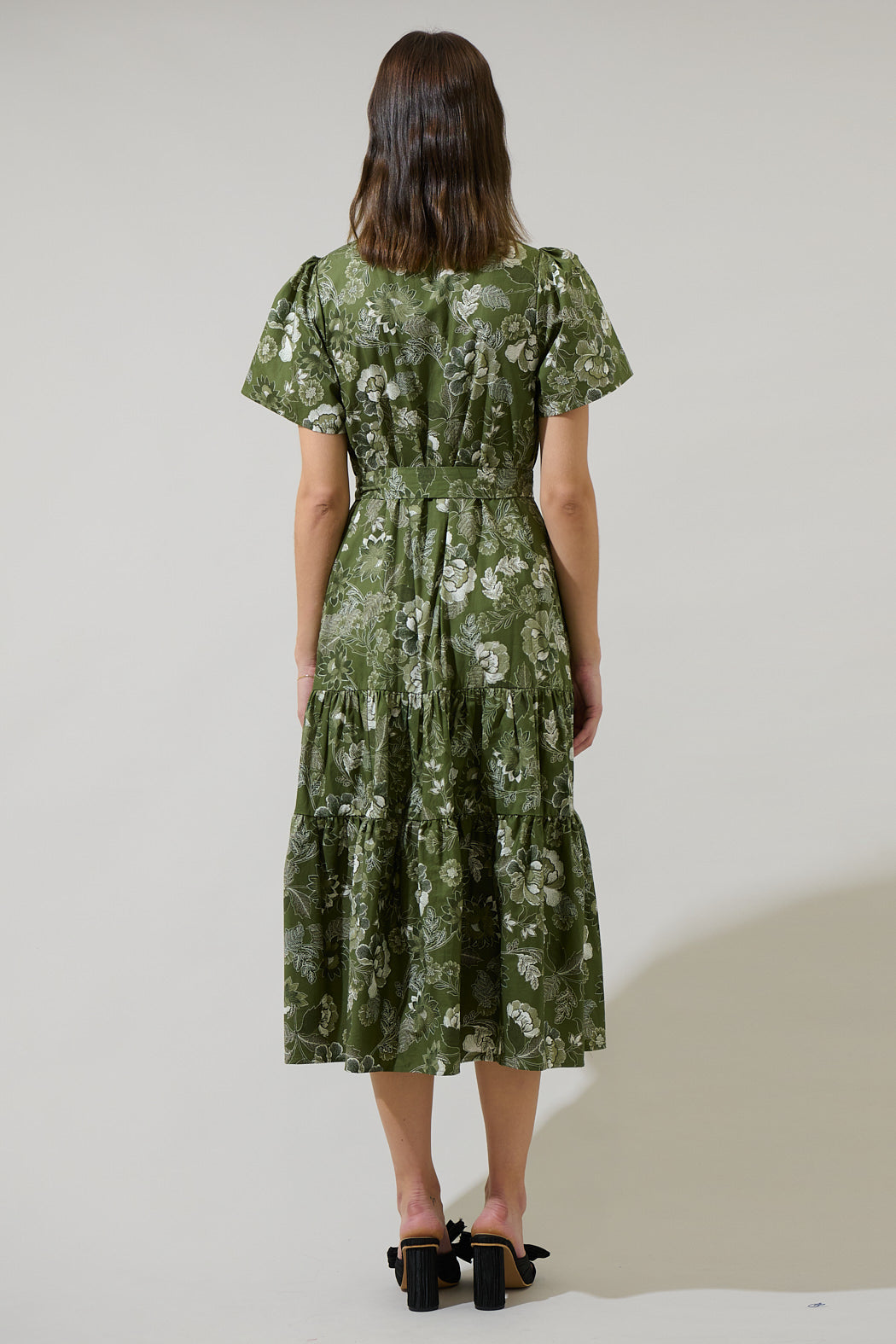floral print poplin midi dress Black/Multi Tulips Print Poplin Midi Dress | WHISTLES