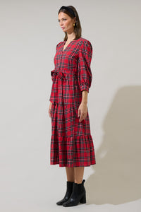 Boswell Tartan Plaid Yanis Button Up Midi Dress