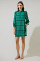 Woodland Jade Plaid Lorna Shift Mini Dress