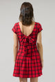 Woodland Red Plaid Mali Pleated Mini Dress