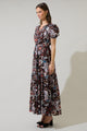 Journee Floral Morty Puff Sleeve Maxi Dress