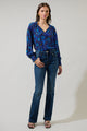 Bluford Floral Weylin Split Neck Tassel Blouse