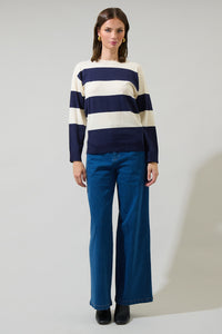 Hebrony Color Block Striped Sweater